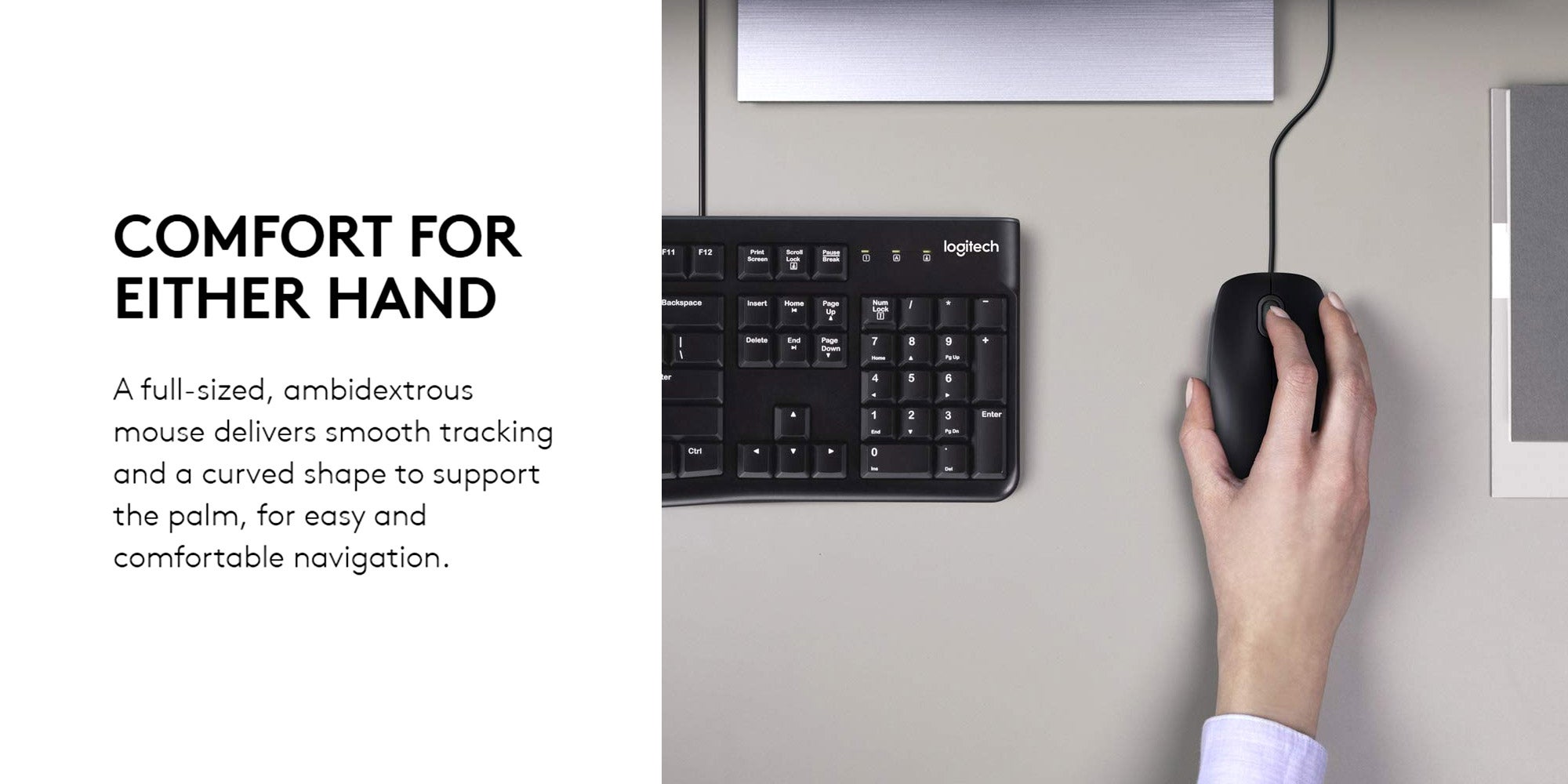 MK120 Wired English Keyboard With Optical Mouse Black