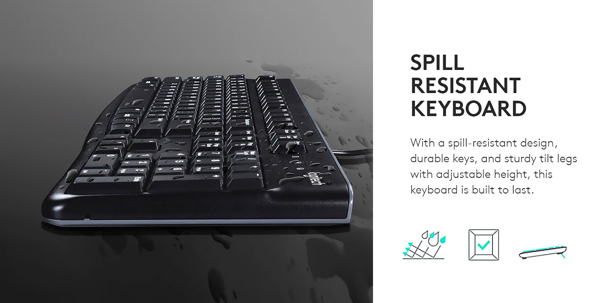 MK120 Wired English Keyboard With Optical Mouse Black