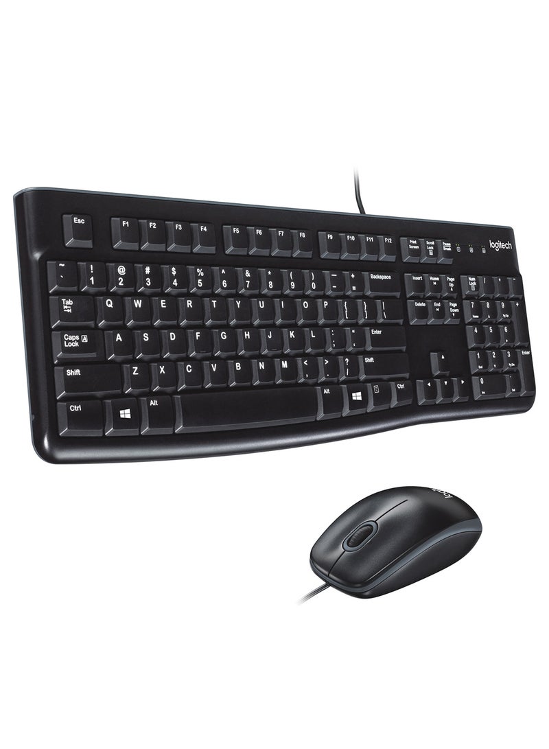 MK120 Wired English Keyboard With Optical Mouse Black