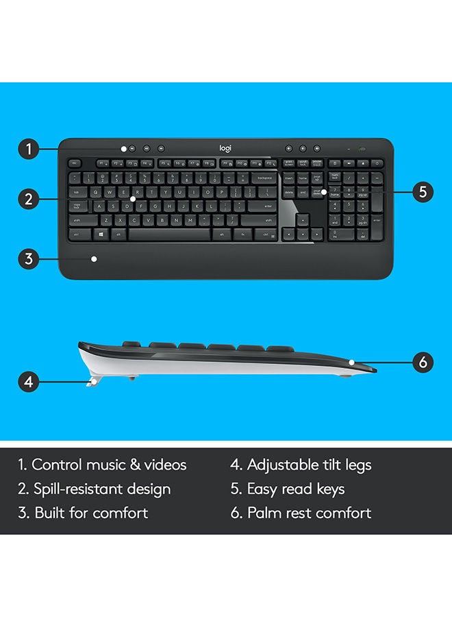 MK540 Wireless Keyboard and Mouse Combo for Windows, 2.4 GHz Wireless with Unifying USB-Receiver, Wireless Mouse, Multimedia Hot Keys, 3-Year Battery Life, PC/Laptop Black