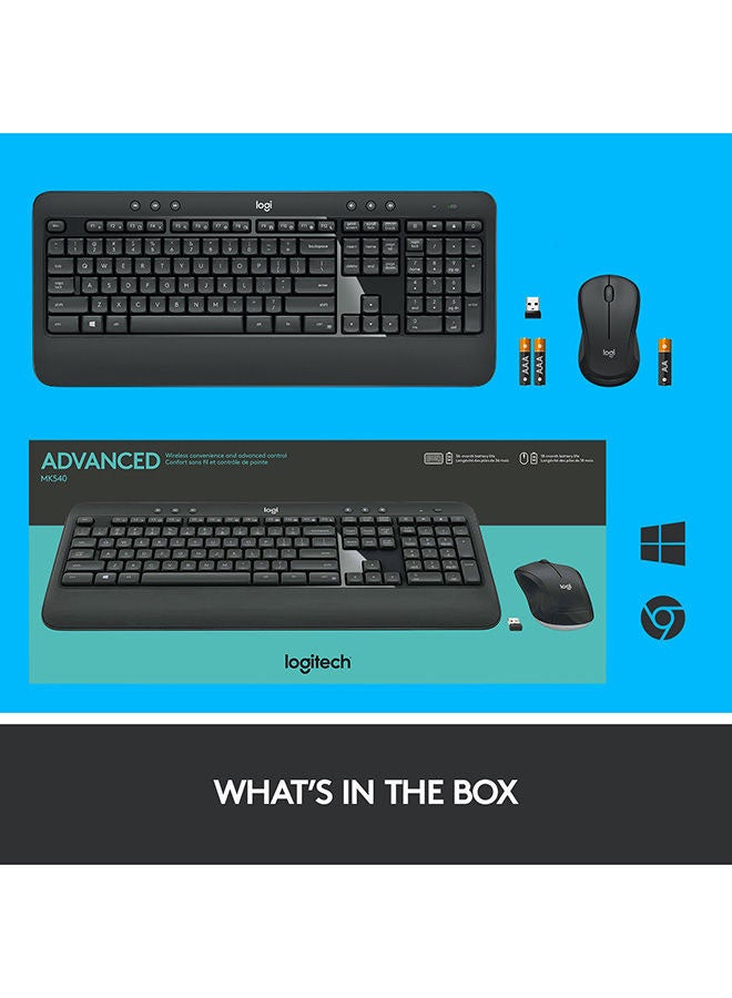 MK540 Wireless Keyboard and Mouse Combo for Windows, 2.4 GHz Wireless with Unifying USB-Receiver, Wireless Mouse, Multimedia Hot Keys, 3-Year Battery Life, PC/Laptop Black