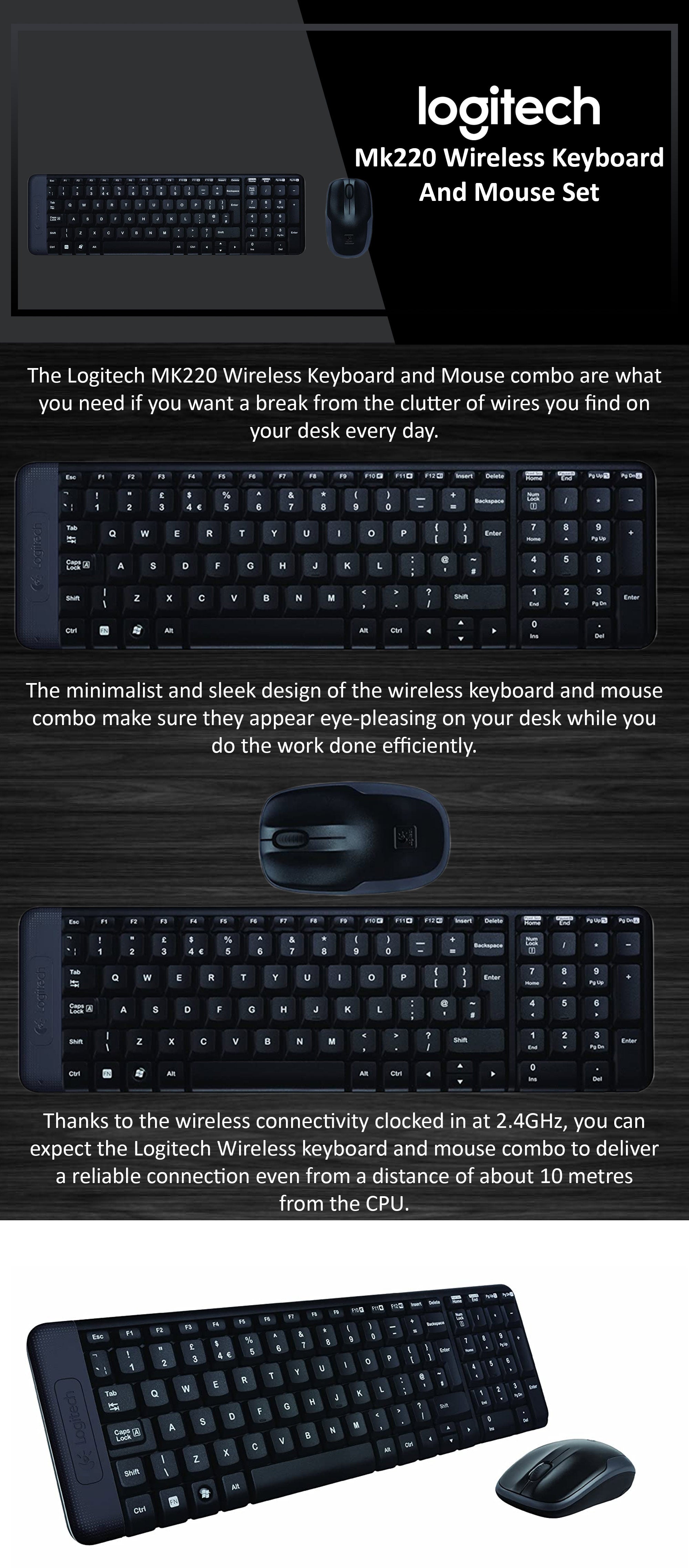MK220 Wireless Keyboard  Mouse Set black