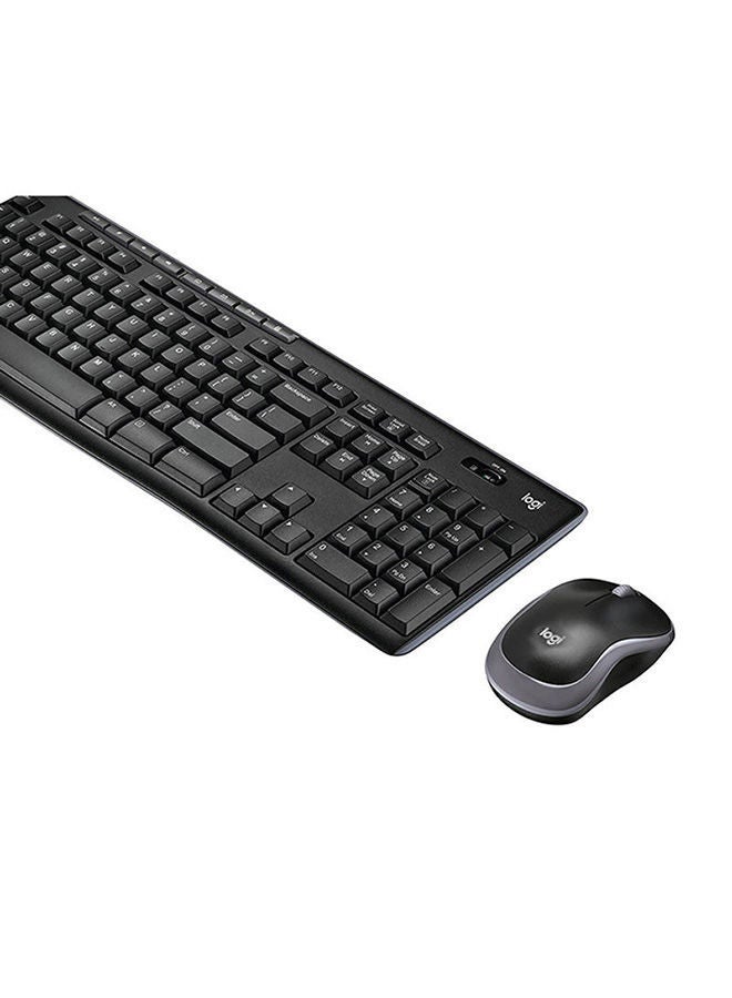 MK270 Wireless Combo Keyboard and Mouse, English Arabic Layout, Long Battery Life, 1000 DPI Resolution, Multimedia Keys, Compact Design Black