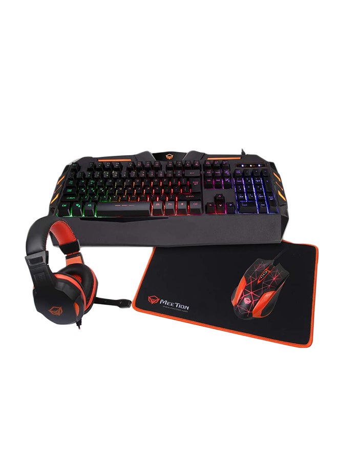 USB Keyboard For Game Console Combo Set Orange/Black