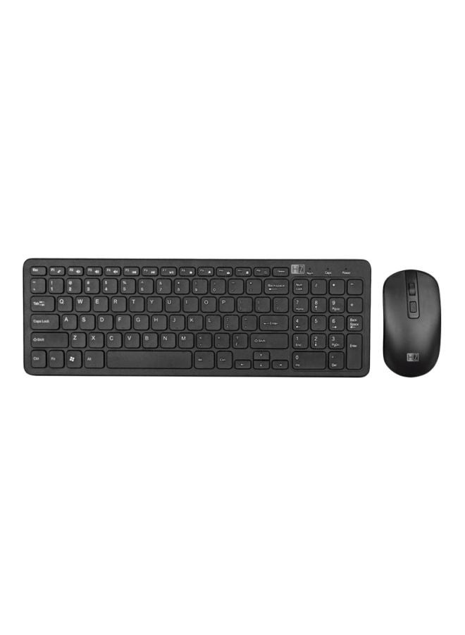 Wireless Keyboard With Mouse Set Black