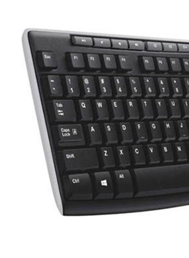 MK270 Wireless Combo Keyboard and Mouse, English Arabic Layout, Long Battery Life, 1000 DPI Resolution, Multimedia Keys, Compact Design Black