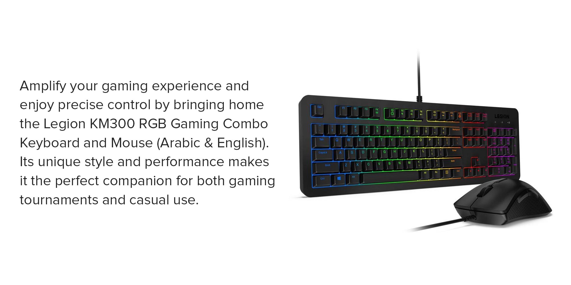 Legion KM300 RGB Gaming Combo Keyboard and Mouse - Arabic & English Black