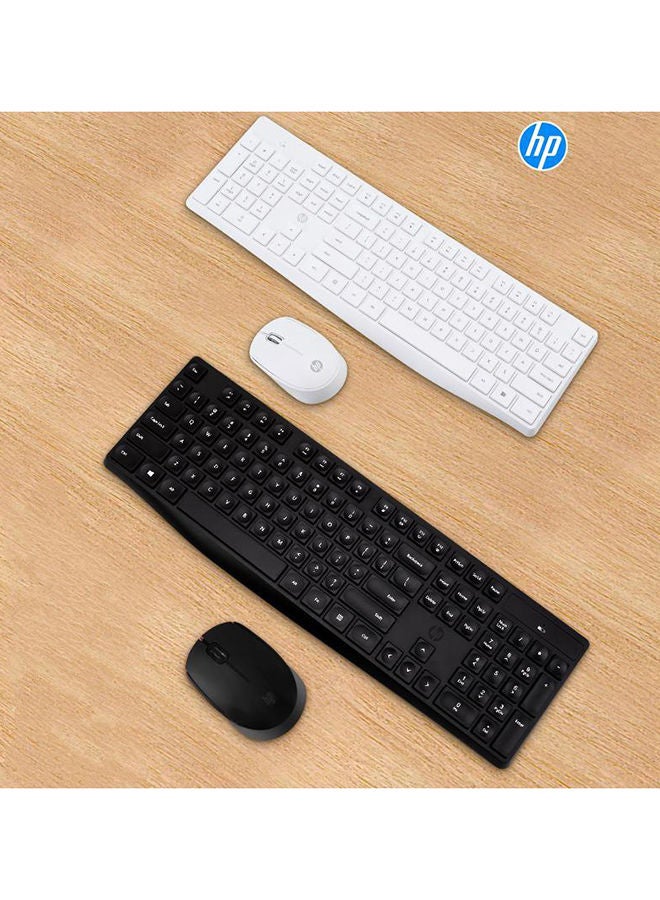 Wireless Keyboard and Mouse Combo, 2.4 GHz Wireless Connection, Professional Optical Sensor, Optimized Keys, CS10 White