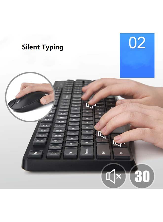 Wireless Keyboard and Mouse Combo, 2.4 GHz Wireless Connection, Professional Optical Sensor, Optimized Keys, CS10 White