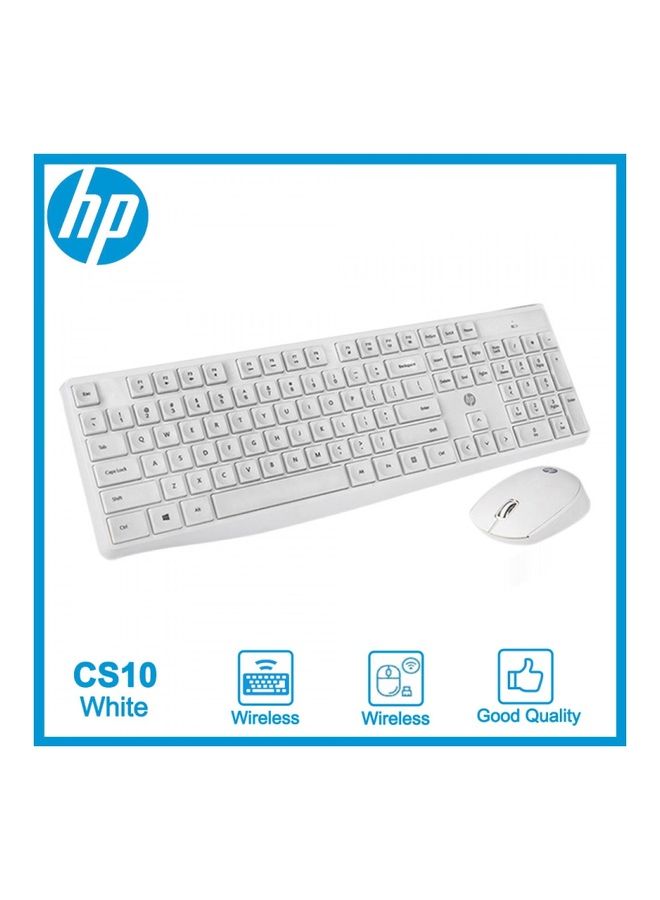 Wireless Keyboard and Mouse Combo Set White