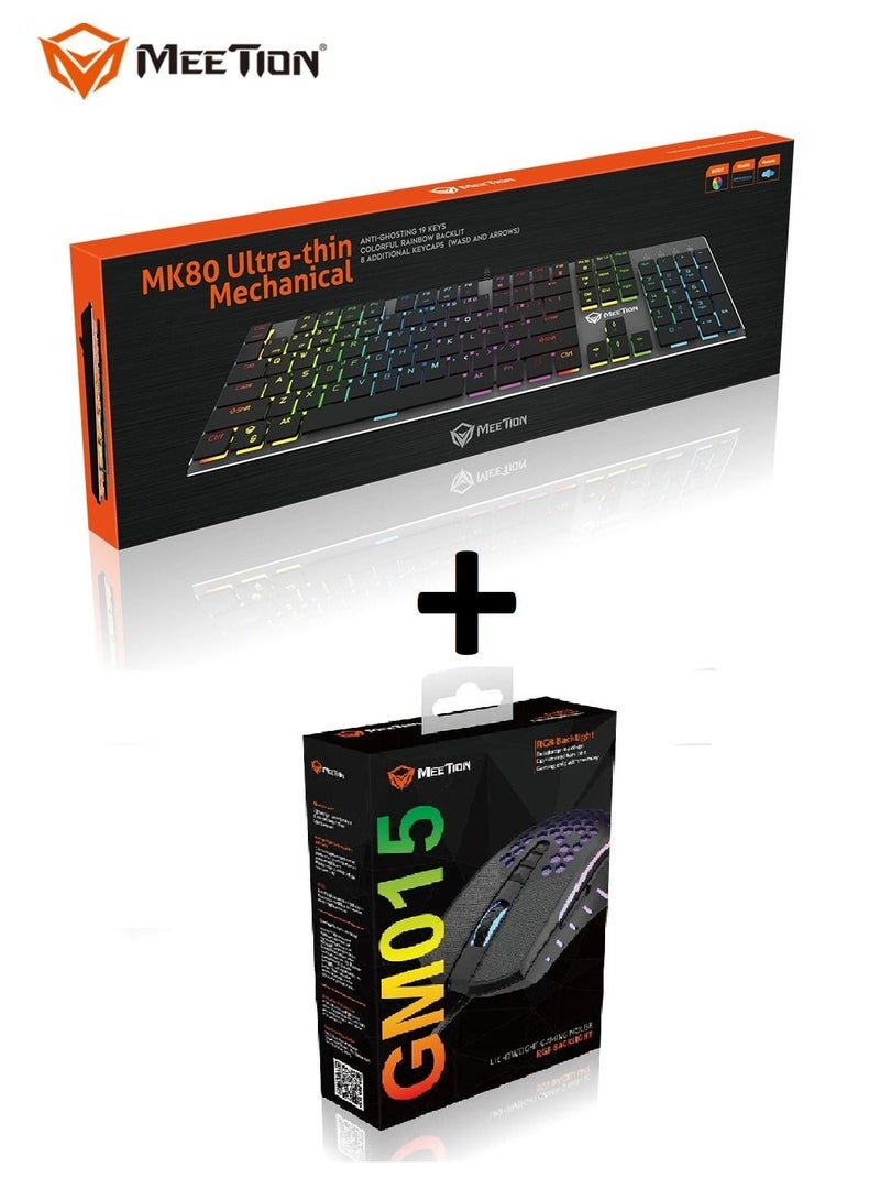 MEETION ULTRATHIN MECHANICAL KEYBOARD MK80 AND Lightweight Honeycomb Gaming Mouse GM015