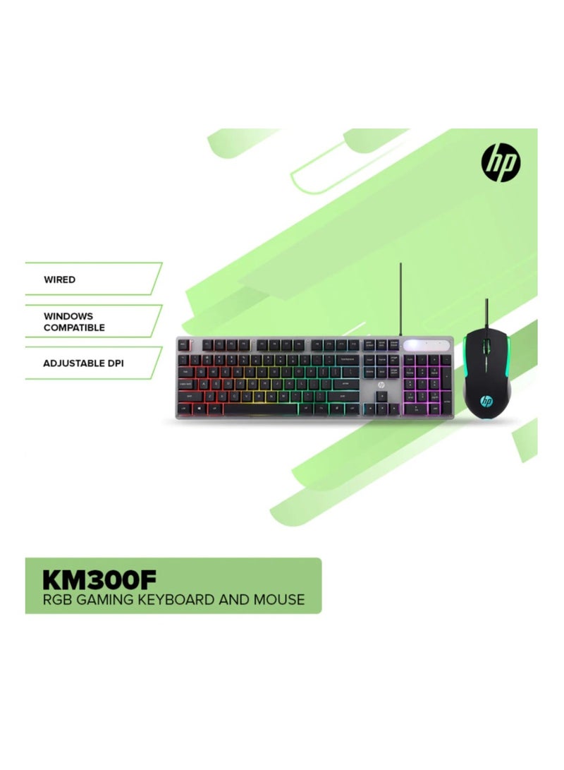 Gaming Keyboard and Mouse Combo KM300F, Wired RGB Backlit Keyboard and Mouse, Rust & Scratch Proof Metal Penal - 6 Speed Adjustable DPI Gaming Mouse and Keyboard with Responsive Keys Black