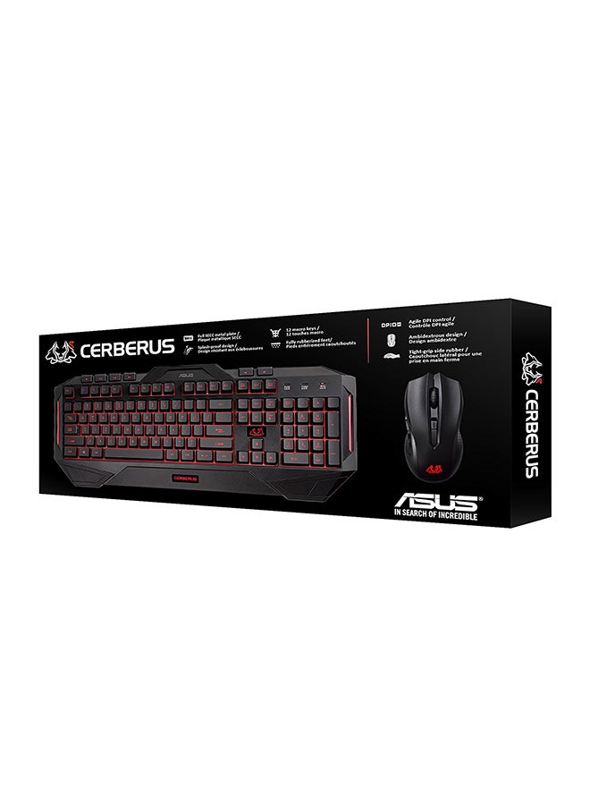 Cerberus Gaming Keyboard And Optical Mouse Set Black