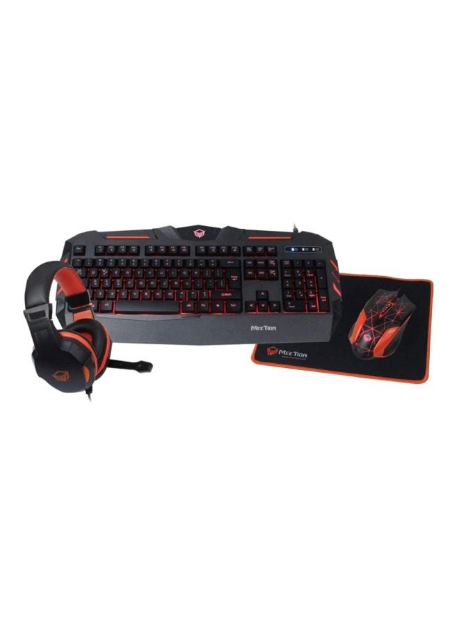 Meetion C500 – 4-in1 Combo Gaming Keyboard, Mouse and Mouse pad with Gaming Headset, Wired LED RGB Backlight for Computer PC/Laptop - Black