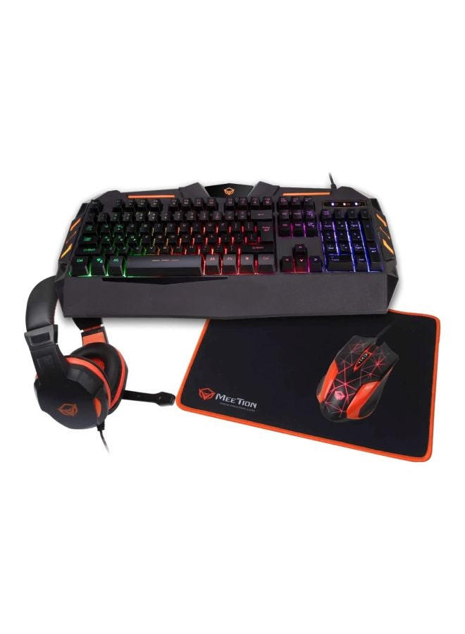 Meetion C500 – 4-in1 Combo Gaming Keyboard, Mouse and Mouse pad with Gaming Headset, Wired LED RGB Backlight for Computer PC/Laptop - Black