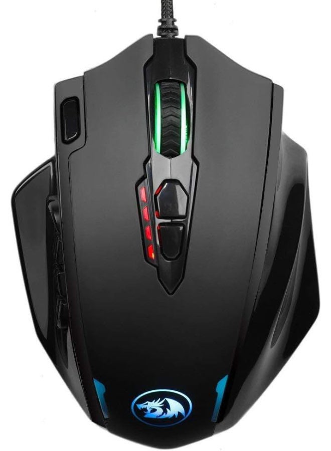 M908 Laser Wired Gaming Mouse With Side Buttons Black