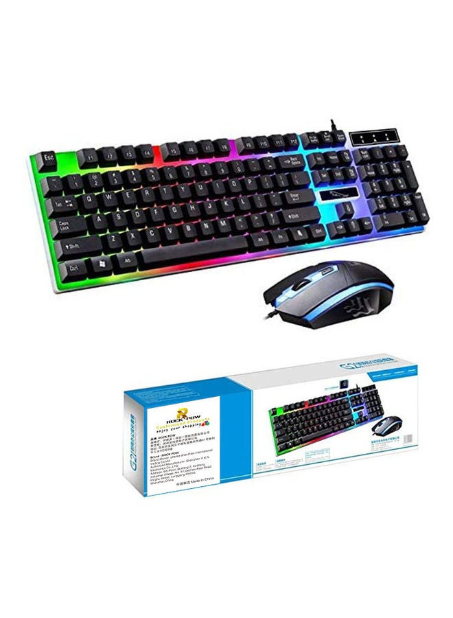 Flexible Polychromatic LED Backlit USB Wired Gaming Keyboard Mouse Set