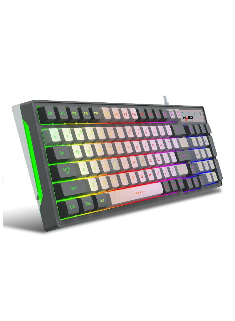 V600 Gaming Keyboard RGB Backlit Two Color Injection Molding Keycap Gray And Black Color Matching Wired Keyboard