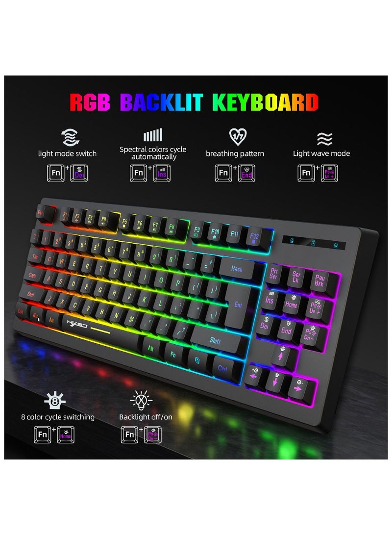 Wireless Mechanical Gaming Keyboard 60% Compact 87 Key Tenkeyless RGB Backlit Computer Keyboard  For Windows PC Gamers