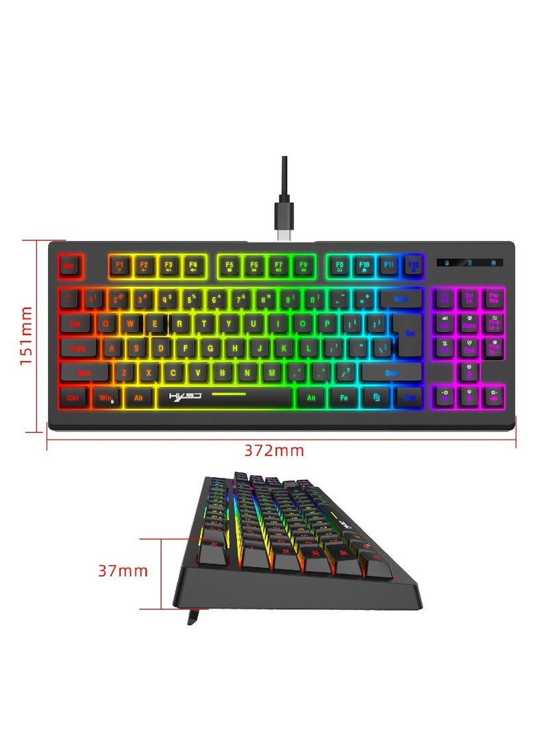 Wireless Mechanical Gaming Keyboard 60% Compact 87 Key Tenkeyless RGB Backlit Computer Keyboard  For Windows PC Gamers