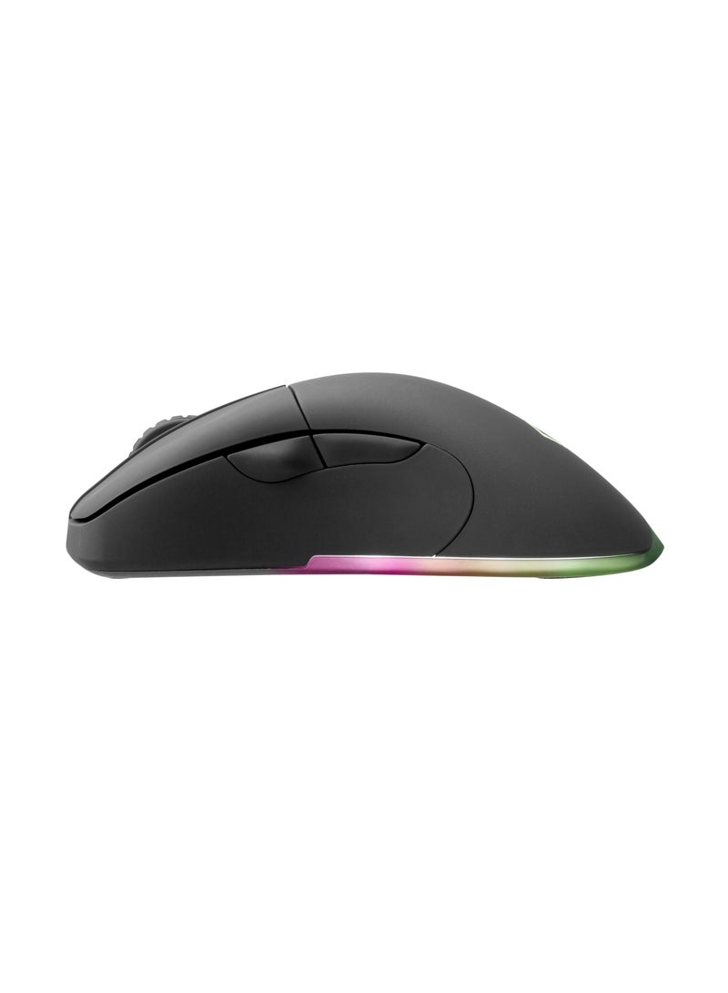 Deltaco Gaming DM430 Wireless Gaming Mouse 16,000 DPI 1000Hz Polling Rate 46 Hours Battery Life 2.4GHz USB Receiver Stylish Black Gaming Mouse for Windows PC with Programmable Buttons
