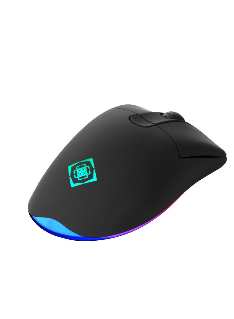 Deltaco Gaming DM430 Wireless Gaming Mouse 16,000 DPI 1000Hz Polling Rate 46 Hours Battery Life 2.4GHz USB Receiver Stylish Black Gaming Mouse for Windows PC with Programmable Buttons