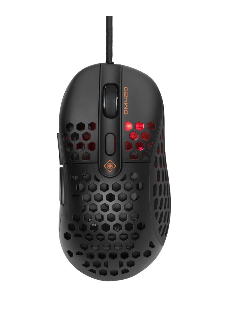 Deltaco Gaming Ultra Light Gaming Mouse Corded Black Optical Mouse with 6 Buttons 6 Adjustable DPI Settings Upto 6400 DPI