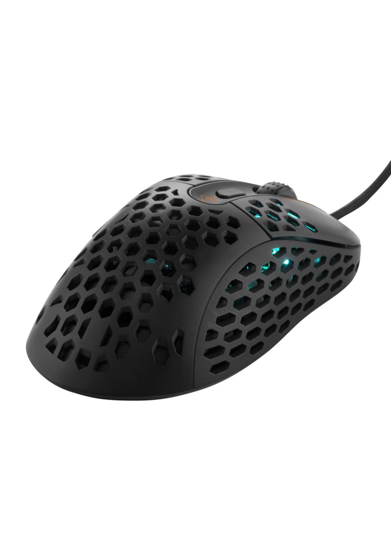 Deltaco Gaming Ultra Light Gaming Mouse Corded Black Optical Mouse with 6 Buttons 6 Adjustable DPI Settings Upto 6400 DPI