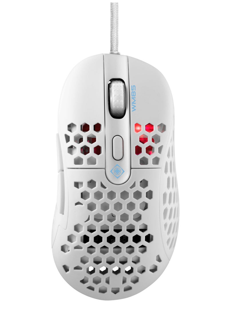 Ultra Light Wired Gaming Mouse White Optical Mouse with 6 Buttons 6 Adjustable DPI Settings Up to 6400 DPI