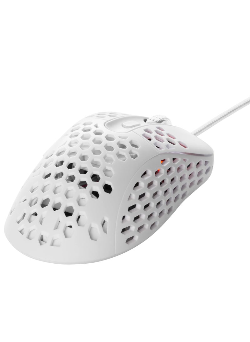 Ultra Light Wired Gaming Mouse White Optical Mouse with 6 Buttons 6 Adjustable DPI Settings Up to 6400 DPI