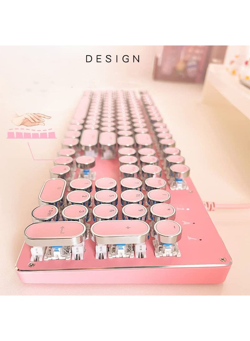 Wired Gaming Keyboard with Mouse set USB Port Retro Punk Typewriter Style