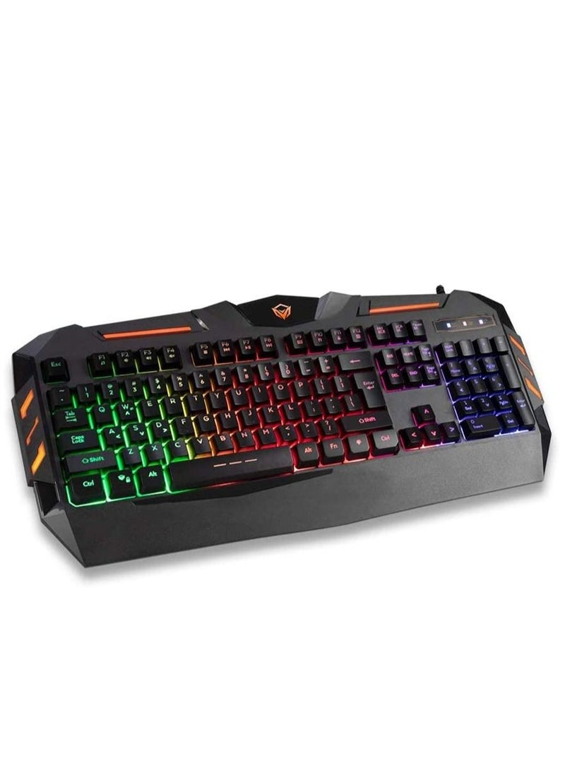 Meetion 4 in 1 C-500 PC Backlight USB Ergonomic Gaming Mouse Rainbow Keyboard and Mouse Pad Combo