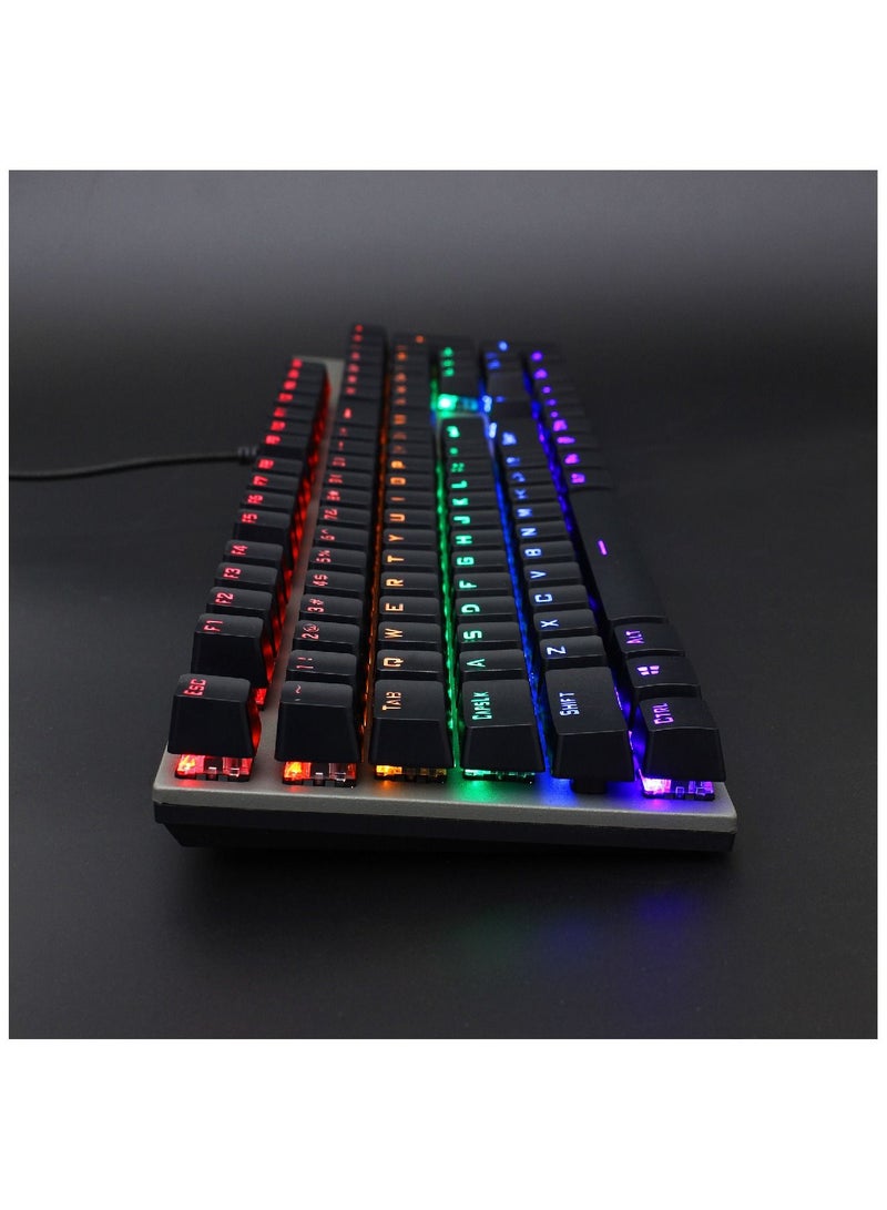 4-in-1 ENGLISH/ARABIC Gaming Keyboard Mouse Combo 104 Keys Rainbow Backlit Mechanical Keyboard RGB Backlit 5500 DPI Lightweight Gaming Mouse 3.5mm Gaming Stereo Headset For Pc Laptop Computer Black