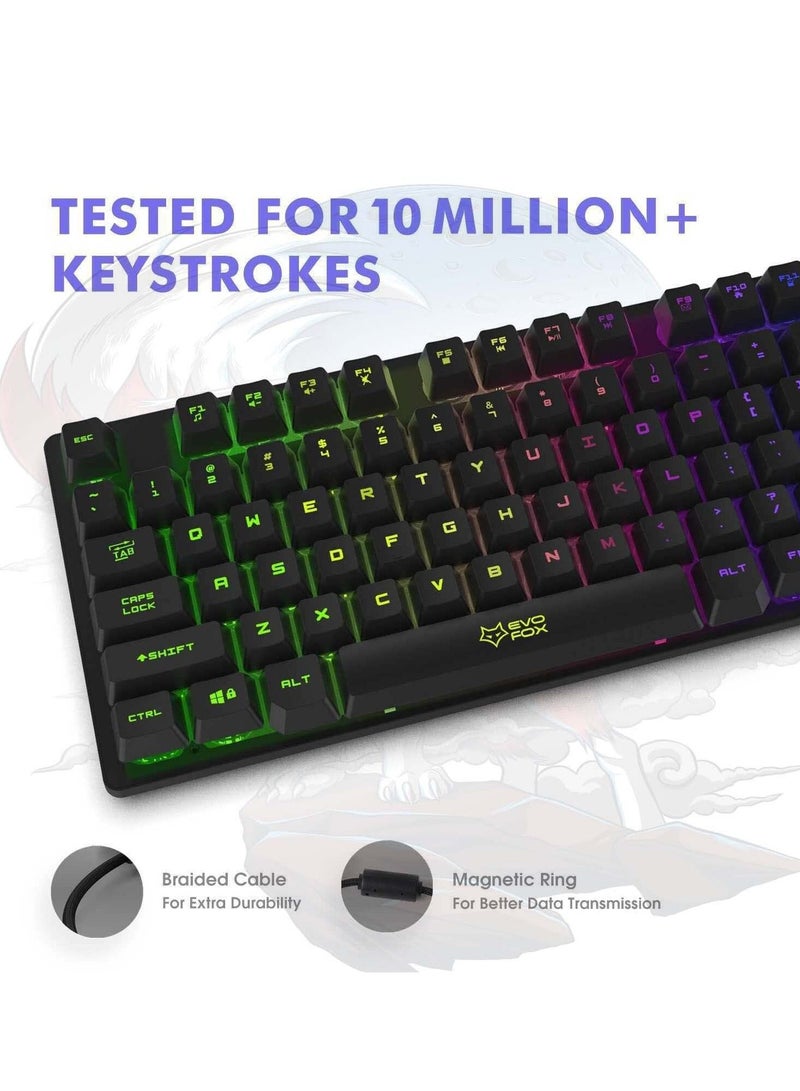 Amkette EvoFox Fireblade Gaming Wired Keyboard with LED Backlit 19 Anti Ghosting Keys and Windows Lock Key TKL Black