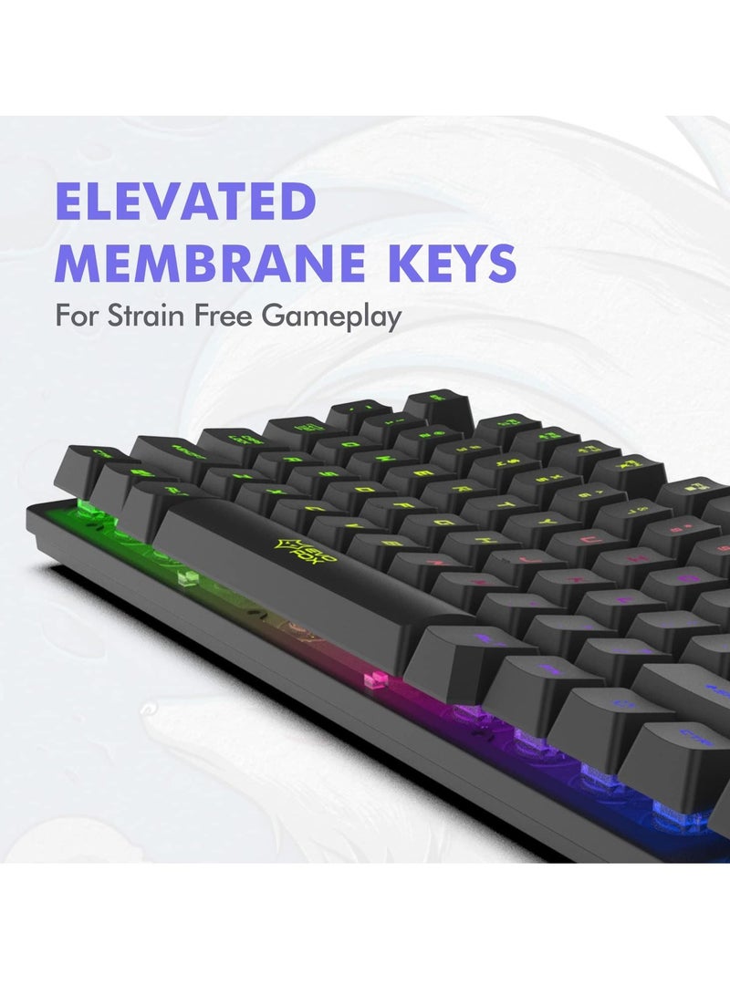 Amkette EvoFox Fireblade Gaming Wired Keyboard with LED Backlit 19 Anti Ghosting Keys and Windows Lock Key TKL Black