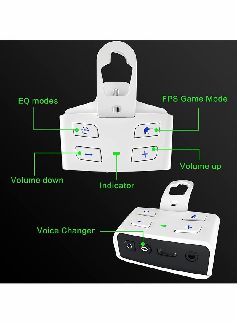 Stereo Headset Adapter for PS5 Controller, Superhuman Hearing, Game & Chat Mix, Sound Enhancer Support 3.5 mm Audio Jack/Type-C Jack Headphones-White