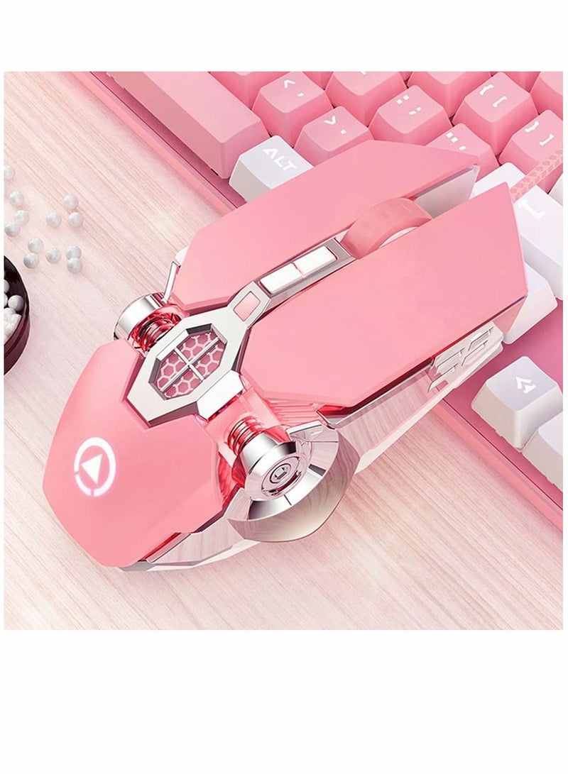 Gaming Mouse Wired Computer Mechanical Pink Optical USB 7 Buttons, 4 Levels Adjustable DPI Up to 3200, RGB Backlit, Sound Click PC Fit for Girls Gamer