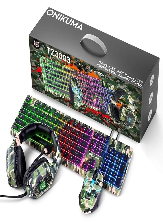 3-in-1 Gaming Combo Wired Keyboard And Mouse With Headphone