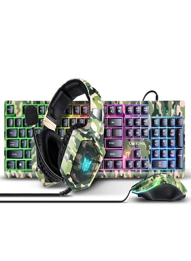 3-in-1 Gaming Combo Wired Keyboard And Mouse With Headphone