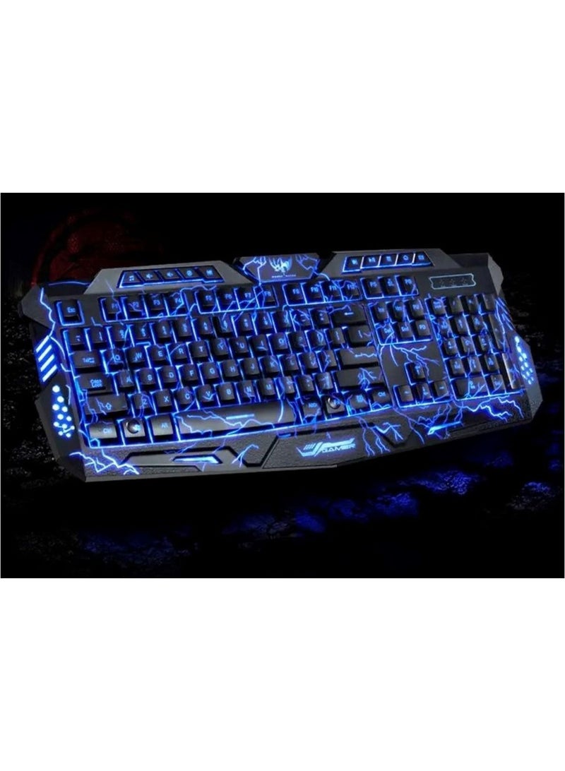 Best Cool Gaming Led Wire Keyboard And Mouse For Gamer Lover Backlit Burst Crack Colorful Lighting