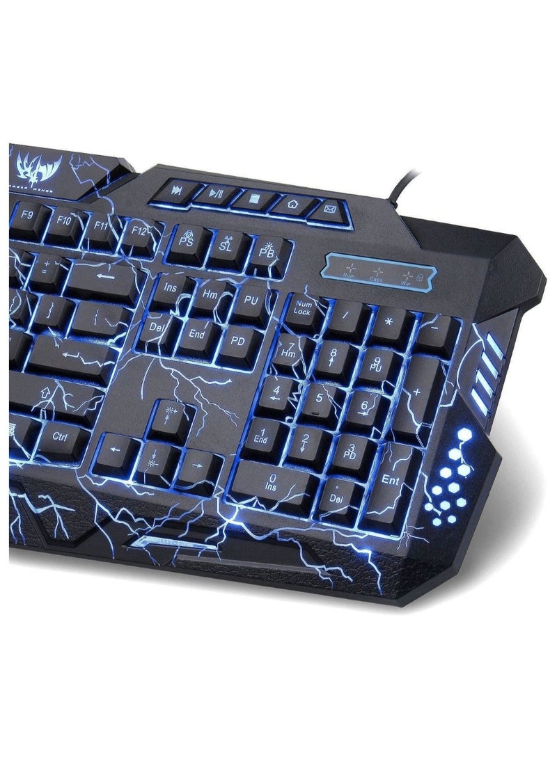 Best Cool Gaming Led Wire Keyboard And Mouse For Gamer Lover Backlit Burst Crack Colorful Lighting