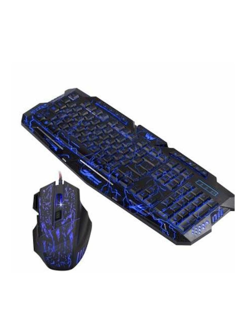 Best Cool Gaming Led Wire Keyboard And Mouse For Gamer Lover Backlit Burst Crack Colorful Lighting