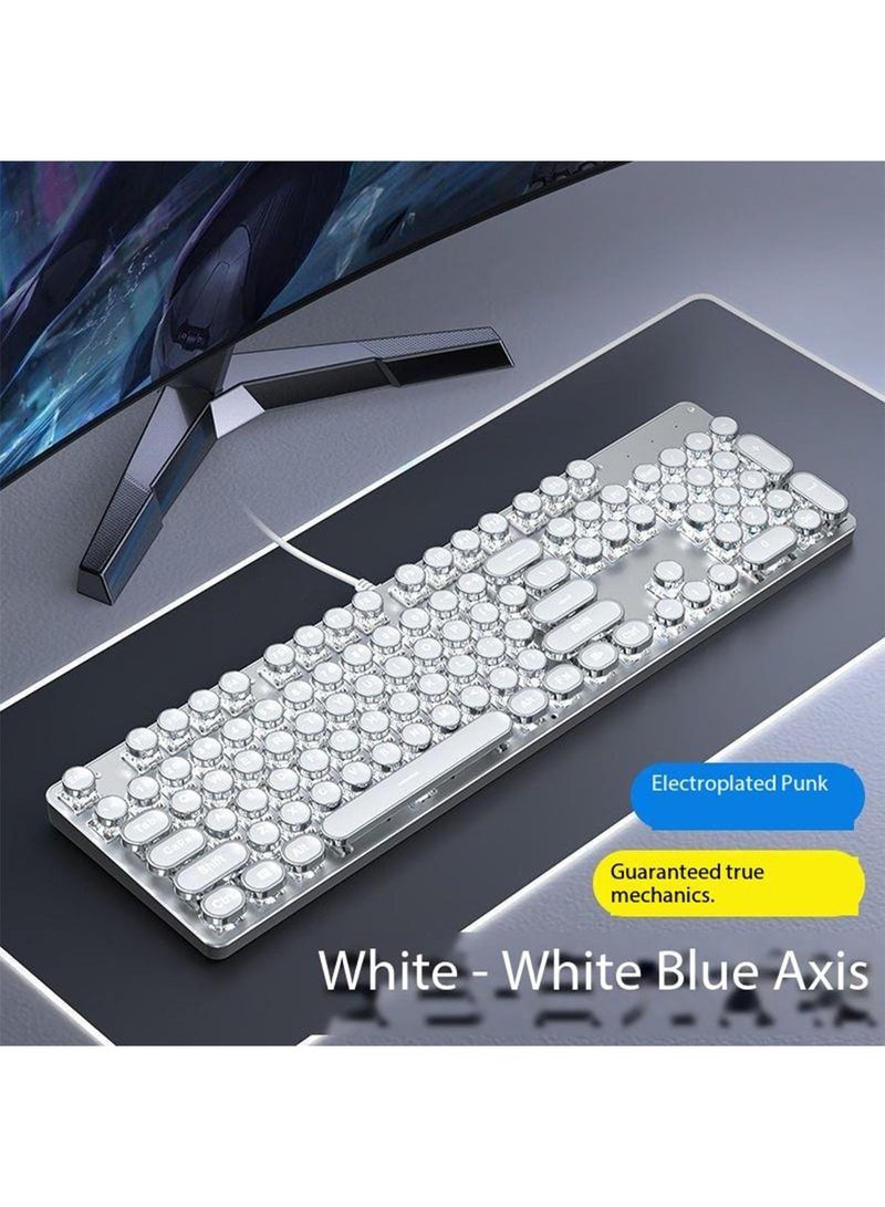 Gaming Wire Keyboard And Mouse Set Retro Punk Typewriter Style Mechanical Keyboard With RGB Backlight