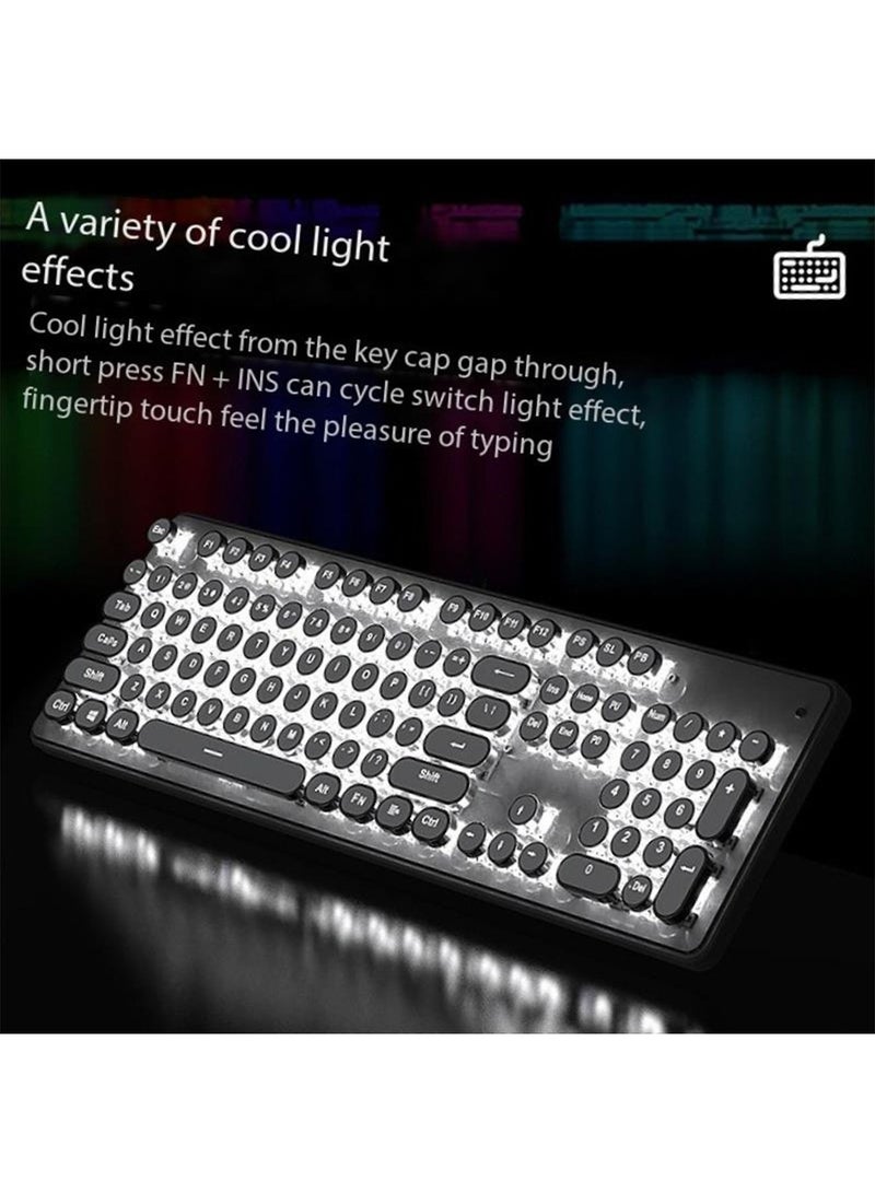 Gaming Wire Keyboard And Mouse Set Retro Punk Typewriter Style Mechanical Keyboard With RGB Backlight