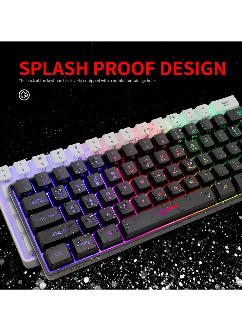 Wireless Gaming Keyboard 2000mAh Backlit Mini 61 Key With Bluetooth and 7 Keys Colorful Lighting Programmable Gaming Wireless Mouse