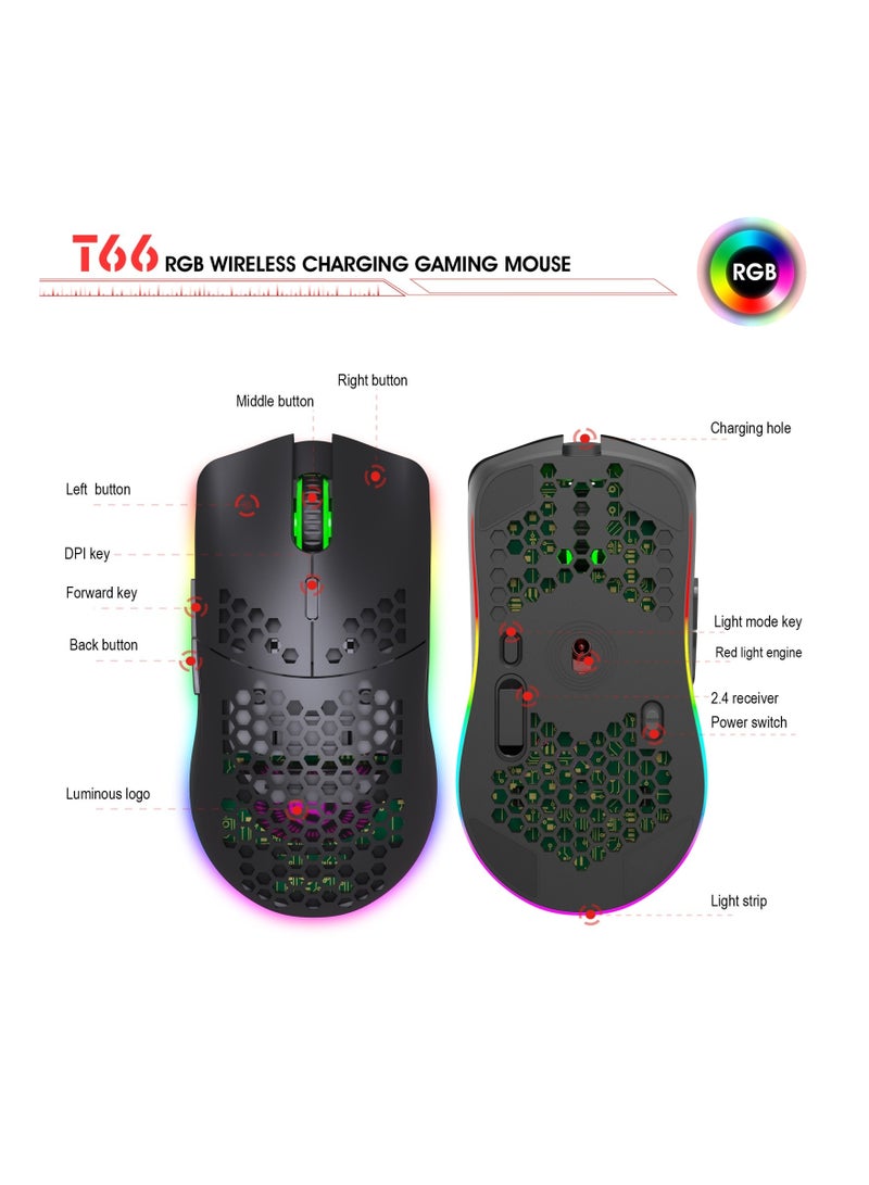 Wireless Gaming Keyboard 2000mAh Backlit Mini 61 Key With Bluetooth and 7 Keys Colorful Lighting Programmable Gaming Wireless Mouse