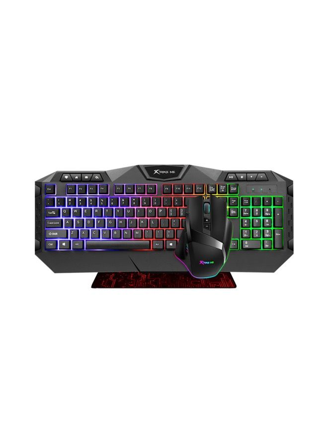 Gaming  Bundle 3 in 1 Comb 7D Wired Mouse  6400DPI With Multimedia Rgb  Keyboard and Soft Mousepad