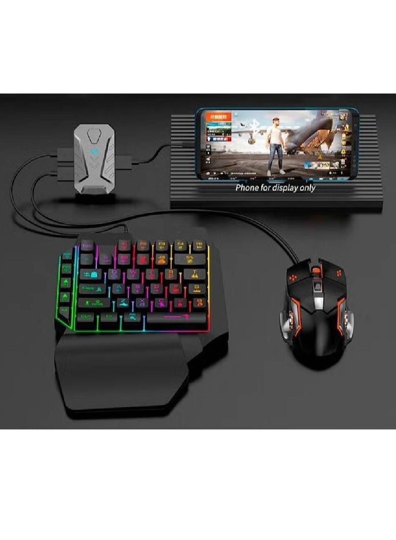 4 in 1 mobile gaming combo pack including keyboard and mouse Black