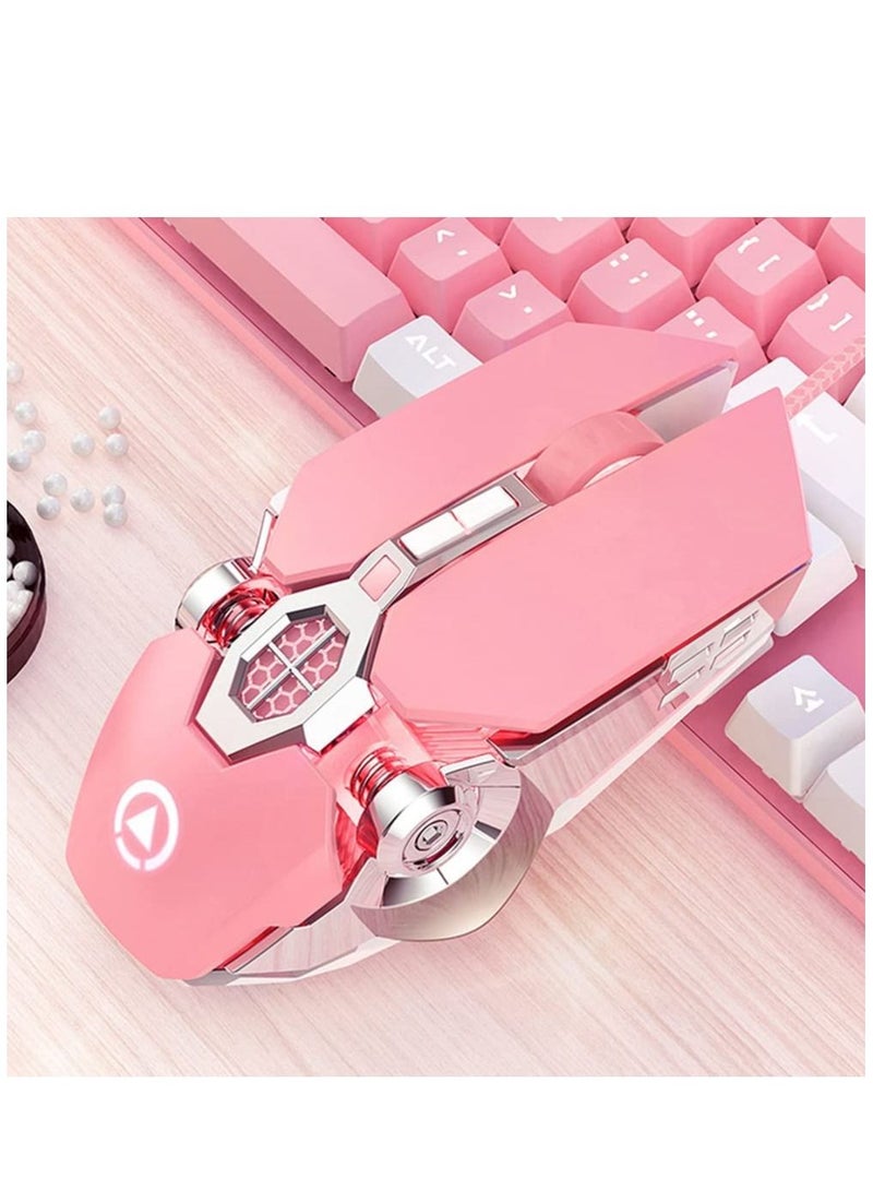 Gaming Mouse Wired Computer Mechanical Pink Optical USB 7 Buttons, 4 Levels Adjustable DPI Up to 3200, RGB Backlit, Sound Click PC Fit for Girls Gamer