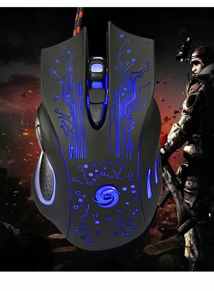 Gaming Mice, Computer Mouse Wired Manipulator Glare USB Adjustable 7 Buttons LED Backlit Professional Gamer Mice Ergonomic, for PC Laptop (Black Seven Colors)